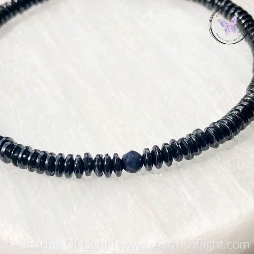 Mens Hematite Birthstone Bracelet